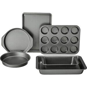 6 Piece Nonstick, Carbon Steel Oven Safe Bakeware Set with Cake,